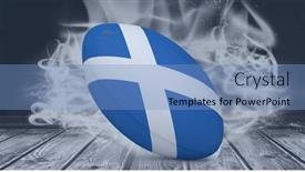 Presentation with scotland flag - PPT theme enhanced with compostion-of-rugby-ball background and a  colored foreground