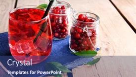  Presentation with currant - PPT layouts enhanced with compote with red currant in glassware on jeans cloth on wooden background background and a ocean colored foreground
