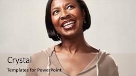  Presentation with students thinking - Cool new slide set with comprehension - thinking smiling african woman backdrop and a coral colored foreground