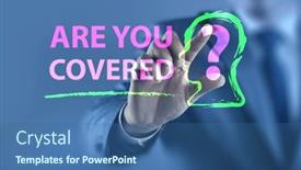  Presentation with insurance - PPT theme featuring comprehensive-insurance-concept-with-question background and a ocean colored foreground