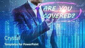  Presentation with insurance - PPT theme with comprehensive-insurance-concept-with-question background and a ocean colored foreground