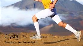  Presentation with sports shoes - Slide set consisting of athlete fitness runner in compression background and a coral colored foreground