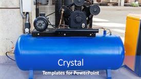  Presentation with compressor - Colorful PPT layouts enhanced with compressor with motor backdrop and a cobalt blue colored foreground