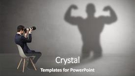  Presentation with shadow - Theme featuring compromise - businessman staying and offering stuffs background and a gray colored foreground