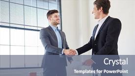  Presentation with handshake - PPT layouts enhanced with compromise - handshake between to business people background and a ocean colored foreground
