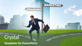  Presentation with branding - Audience pleasing presentation consisting of compromisse - branding and marketing concept backdrop and a tawny brown colored foreground