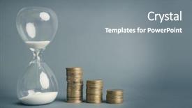  Presentation with gray - Audience pleasing presentation design consisting of action money - hourglass with coins on gray backdrop and a gray colored foreground