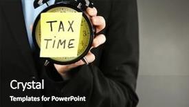  Presentation with tax notices - PPT theme enhanced with govertment notices - woman in black suit holding background and a black colored foreground