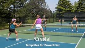  Presentation with pickleball - Slides with comptetivie-doubles-game-of-pickleball background and a teal colored foreground