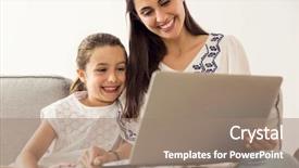  Presentation with mom daughter - Audience pleasing slide deck consisting of computacion - mom teaching daughter working backdrop and a  colored foreground