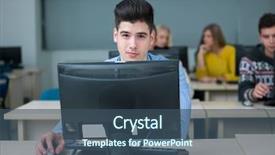  Presentation with technology students - Slide deck featuring computacion - technology students group in computer background and a ocean colored foreground