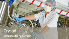  Presentation with pharmaceutical chemistry - Cool new theme with computation chemistry - pharmaceutical industry factory worker backdrop and a gray colored foreground