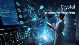  Presentation with computational biology - Presentation theme with computational biology - innovative technologies as science mixed background and a navy blue colored foreground