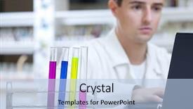  Presentation with computational biology - PPT theme featuring computational biology - portrait of a young male background and a  colored foreground