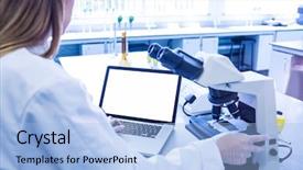  Presentation with nyu university - Slides with computational biology - scientist working with a microscope background and a light blue colored foreground