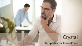  Presentation with 3 d man person - Audience pleasing PPT layouts consisting of computational calculations - business man working backdrop and a mint green colored foreground