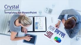  Presentation with working together - Audience pleasing presentation design consisting of computational calculations - businesswomen working together backdrop and a sky blue colored foreground