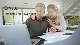  Presentation with navegador internet - Slide set enhanced with computational calculations - couple calculating financial savings background and a light gray colored foreground