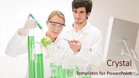  Presentation with genetic testing - Audience pleasing slides consisting of row of five wooden dice showing sixes backdrop and a sky blue colored foreground