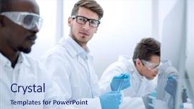  Presentation with pathology laboratory - Cool new slides with computational chemistry - promising scientist working backdrop and a sky blue colored foreground