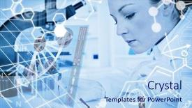  Presentation with science blood - Cool new presentation theme with computational chemistry - scientist pouring drop of blood backdrop and a light blue colored foreground