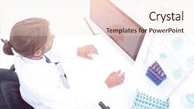  Presentation with scientist - Audience pleasing PPT theme consisting of computational chemistry - view from above backdrop and a lemonade colored foreground