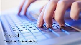  Presentation with charging gun man hands charging - Slide set consisting of computer - click hands of a man background and a light blue colored foreground