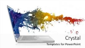  Presentation with liquid - Amazing theme having computer - colored liquid coming backdrop and a white colored foreground