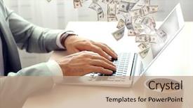  Presentation with financial money market - Slide deck consisting of computer - financial concept make money background and a coral colored foreground