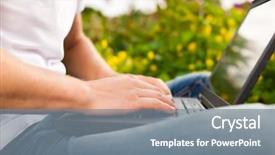  Presentation with europeskt man - Beautiful theme featuring free computer - man - only torso backdrop and a gray colored foreground