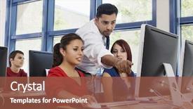 Presentation with teacher - PPT theme having computer - teacher explaining something to students background and a tawny brown colored foreground