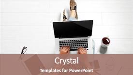  Presentation with top view of soybean - Presentation theme consisting of computer - top view of young woman background and a coral colored foreground