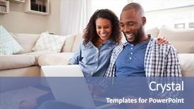  Presentation with young man holdng laptop on lap money - Cool new PPT layouts with computer - young black couple using laptop backdrop and a ocean colored foreground