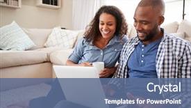  Presentation with black - PPT theme with computer - young black couple using laptop background and a ocean colored foreground