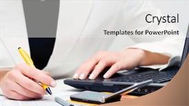  Presentation with financial accounting - Amazing PPT layouts having computer accounting - financial reports backdrop and a  colored foreground