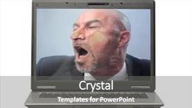  Presentation with laptop - Cool new presentation theme with computer addiction - businessman trapped into a laptop backdrop and a gray colored foreground