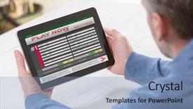  Presentation with betting - Presentation design featuring computer addiction - man betting on sports background and a light blue colored foreground