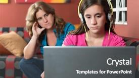  Presentation with teenage girl - PPT layouts enhanced with computer addiction - teenage girl using background and a dark gray colored foreground