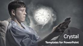  Presentation with bed - Colorful presentation design enhanced with computer addiction - young teenager guy in bed backdrop and a  colored foreground