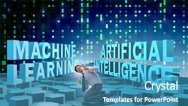  Presentation with machine learning - Cool new PPT theme with machine learning concept with businessman backdrop and a teal colored foreground