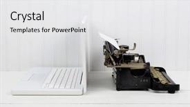  Presentation with copy space - Amazing theme having computer and an antique typewriter backdrop and a white colored foreground
