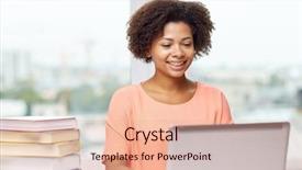  Presentation with art stem education science technology - Cool new slide deck with computer and books at home backdrop and a coral colored foreground