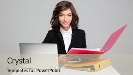  Presentation with secretary - Cool new theme with computer and colorful folder backdrop and a soft green colored foreground