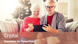  Presentation with christmas holidays - Colorful PPT theme enhanced with computer and credit card shopping backdrop and a coral colored foreground
