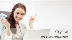  Presentation with online banking - Cool new slide set with computer and euro cash money backdrop and a sky blue colored foreground