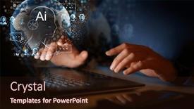  Presentation with intelligence - Presentation theme enhanced with computer-and-hands-close-up background and a wine colored foreground