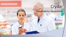  Presentation with healthcare technology - Beautiful PPT theme featuring computer and medication at pharmacy backdrop and a lemonade colored foreground