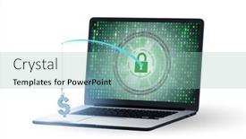  Presentation with computer security - Beautiful PPT layouts featuring computer and online security concept backdrop and a mint green colored foreground