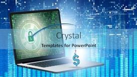  Presentation with computer security - Audience pleasing slide set consisting of computer and online security concept backdrop and a light blue colored foreground