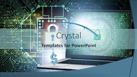  Presentation with computer security - Presentation consisting of computer and online security concept background and a light blue colored foreground